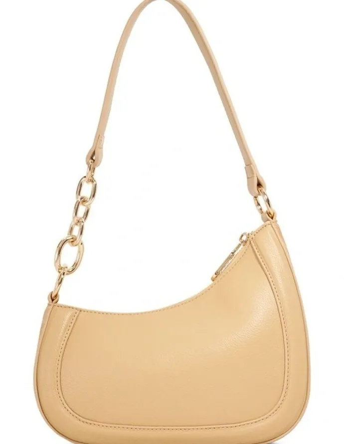 Dune London Direction Asymmetric Shoulder Bag in Taupe
