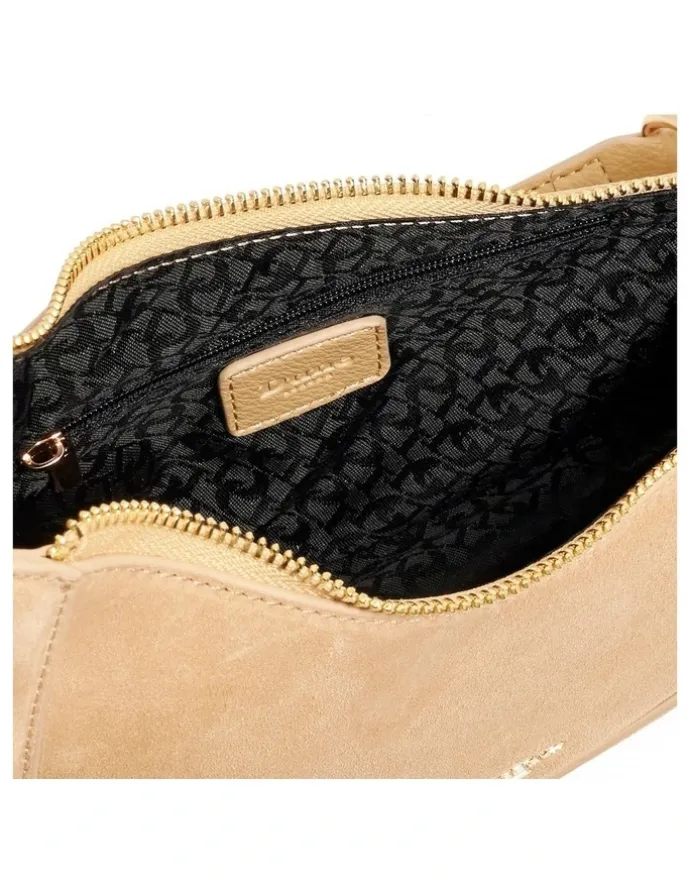 Dune London Direction Asymmetric Shoulder Bag in Taupe