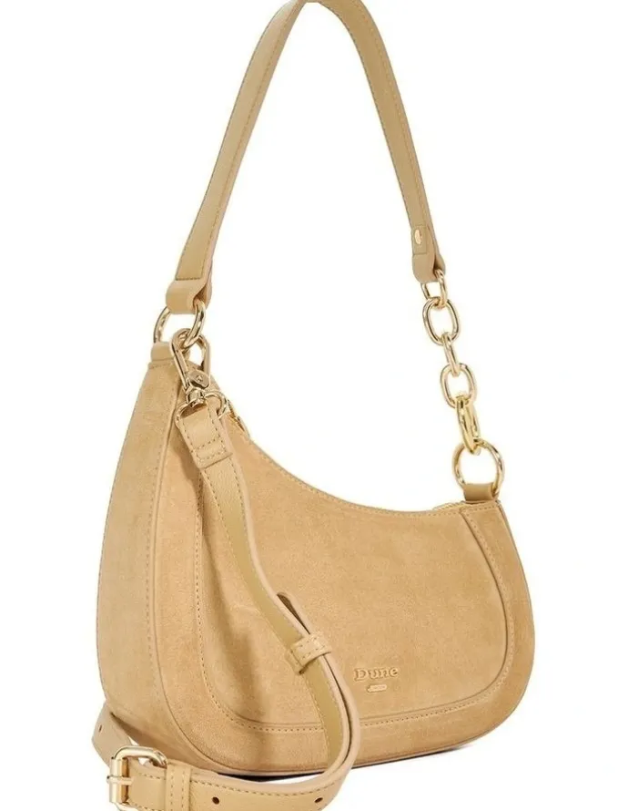Dune London Direction Asymmetric Shoulder Bag in Taupe