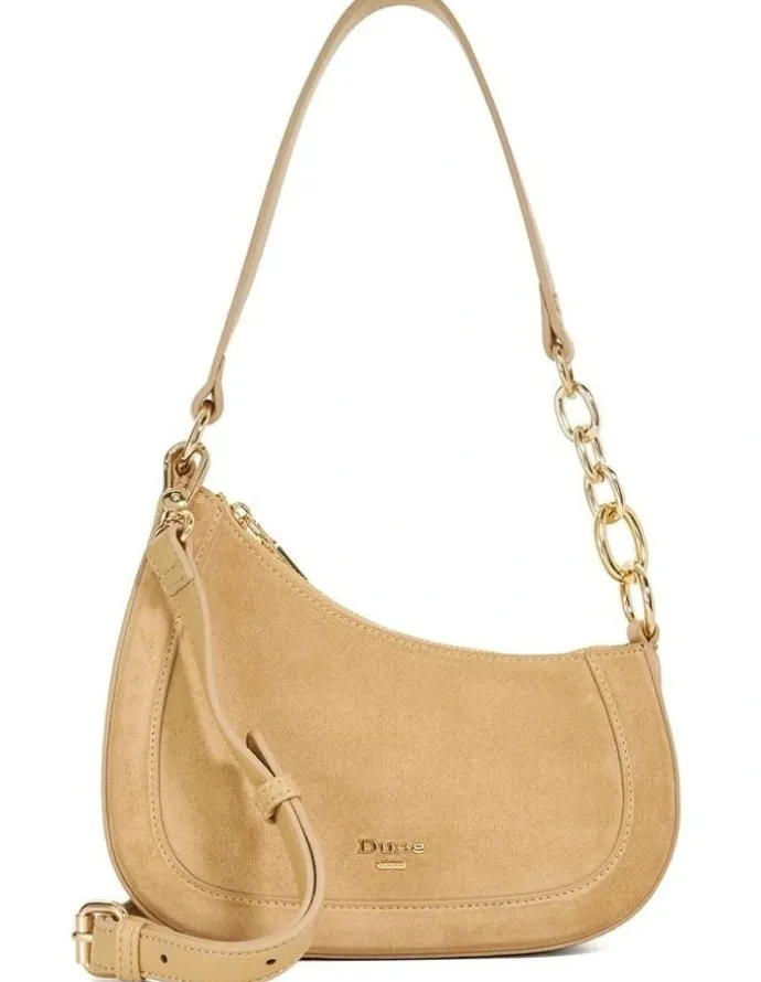 Dune London Direction Asymmetric Shoulder Bag in Taupe