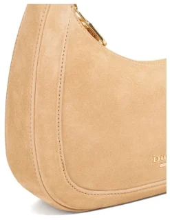 Dune London Direction Asymmetric Shoulder Bag in Taupe