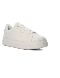 Dune London Eastern Lace Up Flatform in White