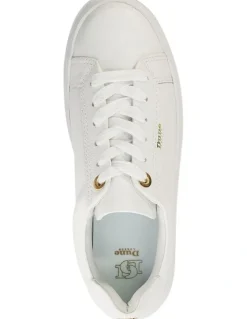 Dune London Eastern Lace Up Flatform in White