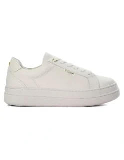 Dune London Eastern Lace Up Flatform in White