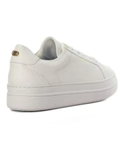 Dune London Eastern Lace Up Flatform in White
