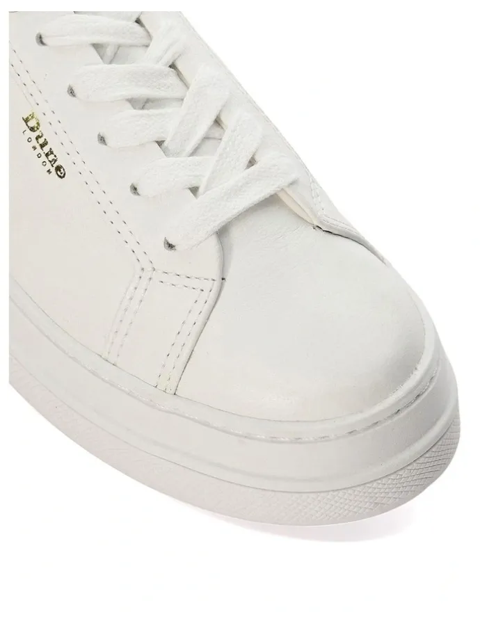 Dune London Eastern Lace Up Flatform in White