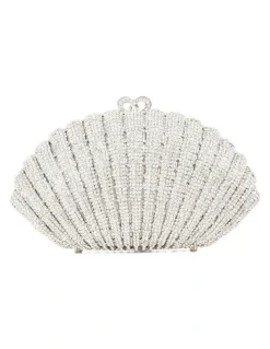 Dune London Embellished Shell Clutch In Silver