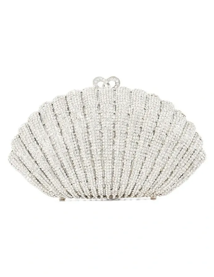 Dune London Embellished Shell Clutch In Silver
