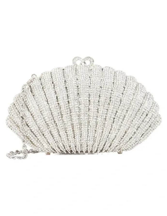 Dune London Embellished Shell Clutch In Silver