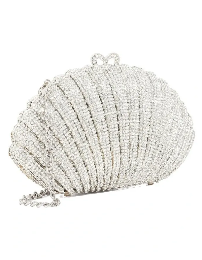 Dune London Embellished Shell Clutch In Silver