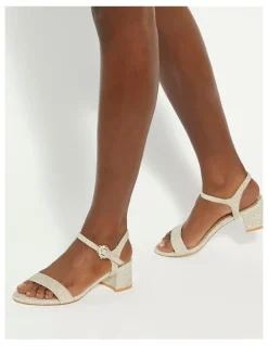 Dune London Measure Low Block Heel In Gold