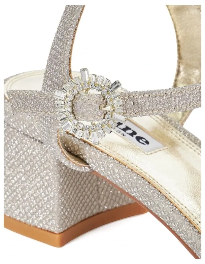 Dune London Measure Low Block Heel In Gold