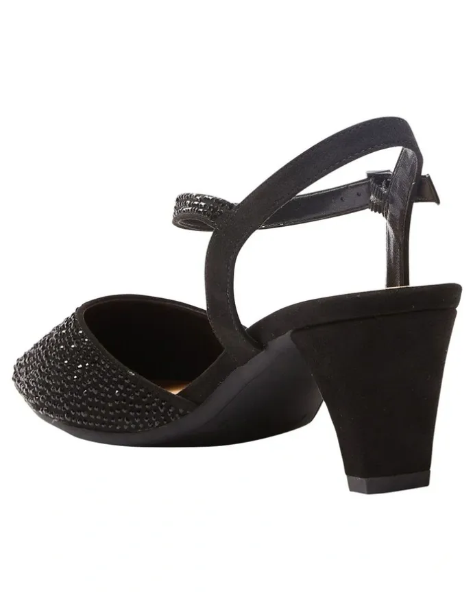 Easy Steps Adelle Heeled Shoes In Black Fabric