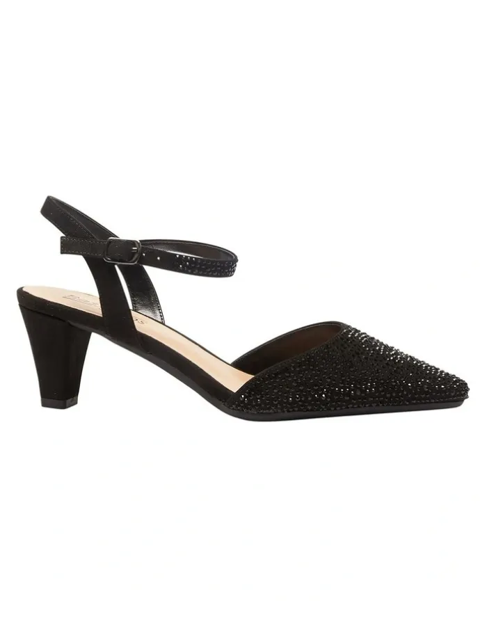 Easy Steps Adelle Heeled Shoes In Black Fabric