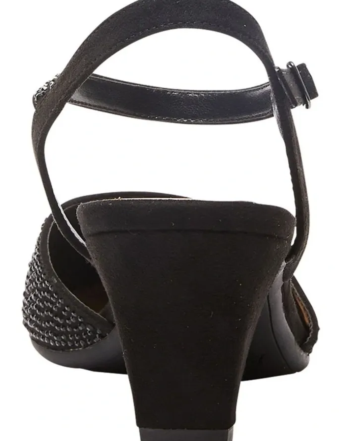 Easy Steps Adelle Heeled Shoes In Black Fabric