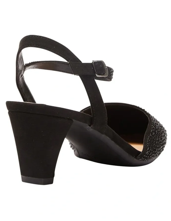 Easy Steps Adelle Heeled Shoes In Black Fabric
