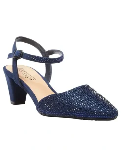 Easy Steps Adelle Heeled Shoes In Navy Fabric