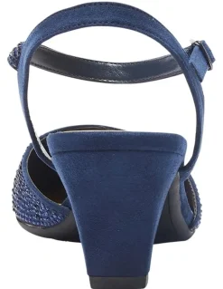 Easy Steps Adelle Heeled Shoes In Navy Fabric