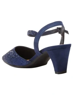 Easy Steps Adelle Heeled Shoes In Navy Fabric