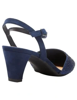 Easy Steps Adelle Heeled Shoes In Navy Fabric