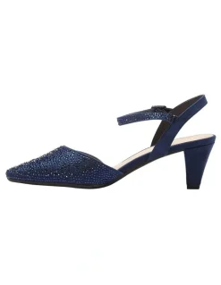 Easy Steps Adelle Heeled Shoes In Navy Fabric