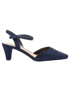 Easy Steps Adelle Heeled Shoes In Navy Fabric