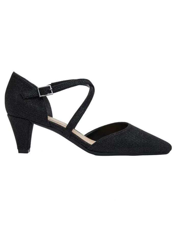 Easy Steps Adison Black Shimmer Heeled Shoes