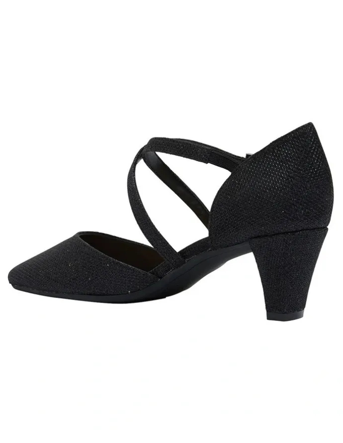 Easy Steps Adison Black Shimmer Heeled Shoes