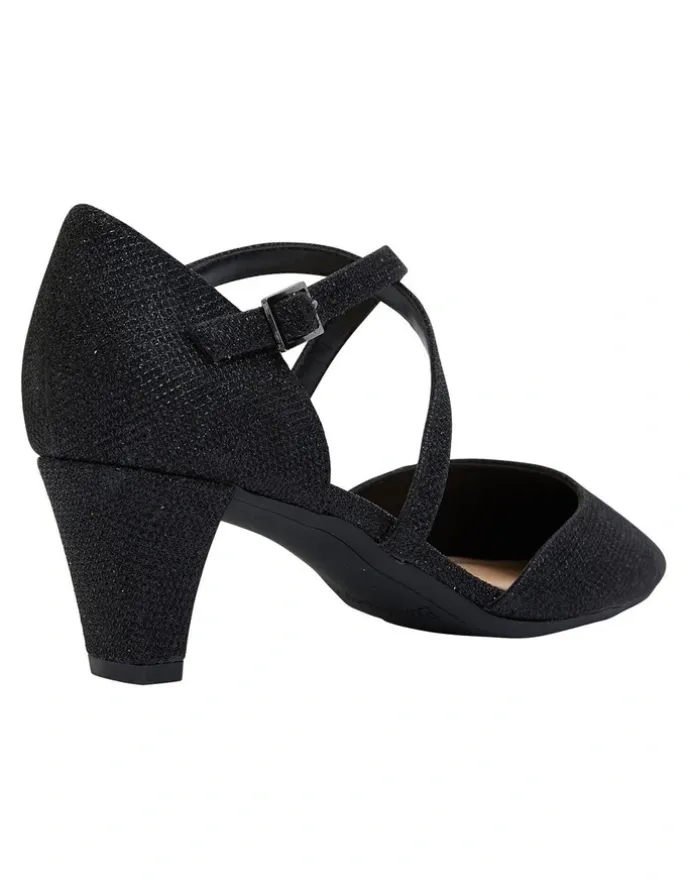 Easy Steps Adison Black Shimmer Heeled Shoes