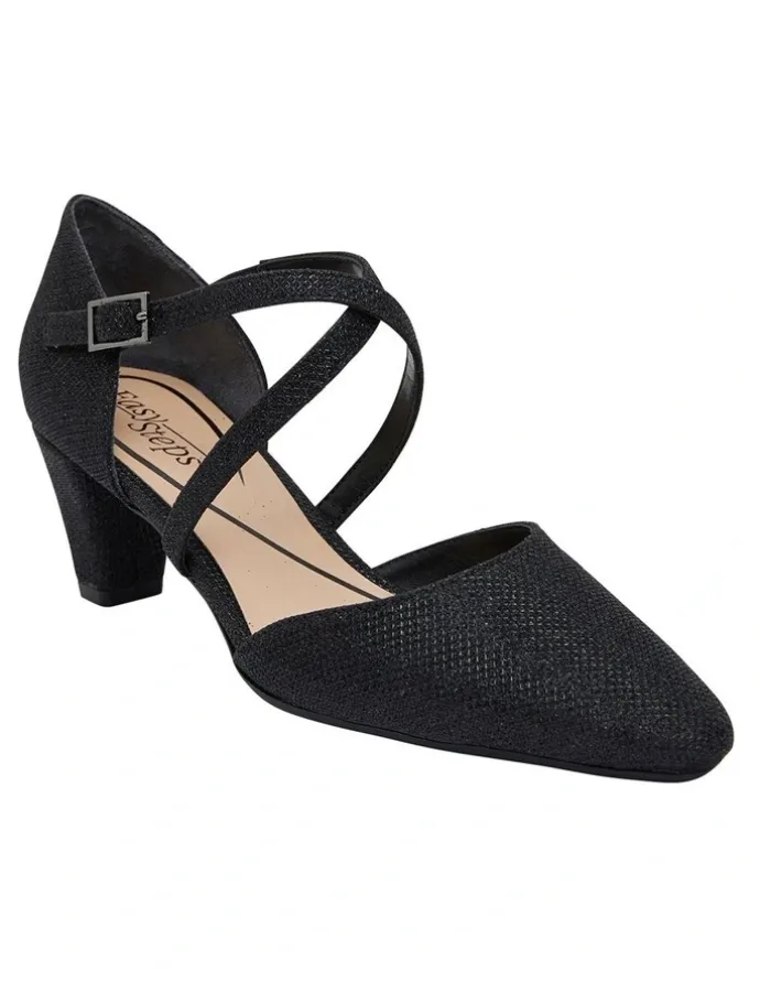 Easy Steps Adison Black Shimmer Heeled Shoes