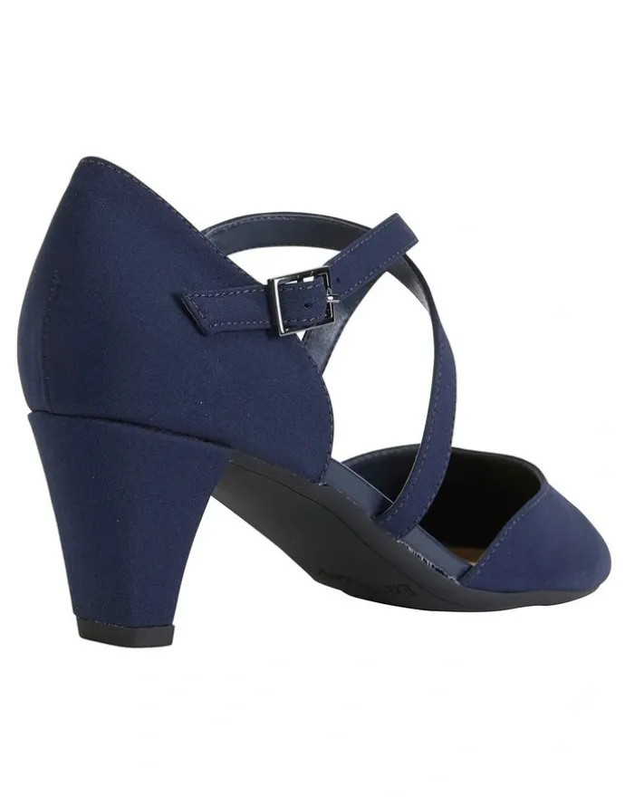 Easy Steps Adison Navy Fabric Heeled Shoes