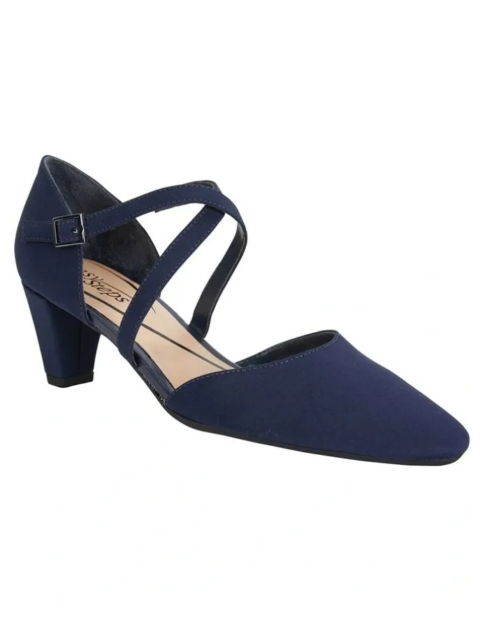 Easy Steps Adison Navy Fabric Heeled Shoes