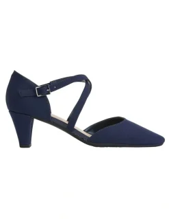 Easy Steps Adison Navy Fabric Heeled Shoes