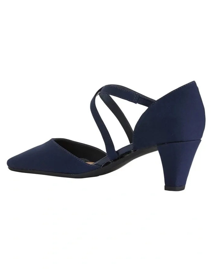Easy Steps Adison Navy Fabric Heeled Shoes