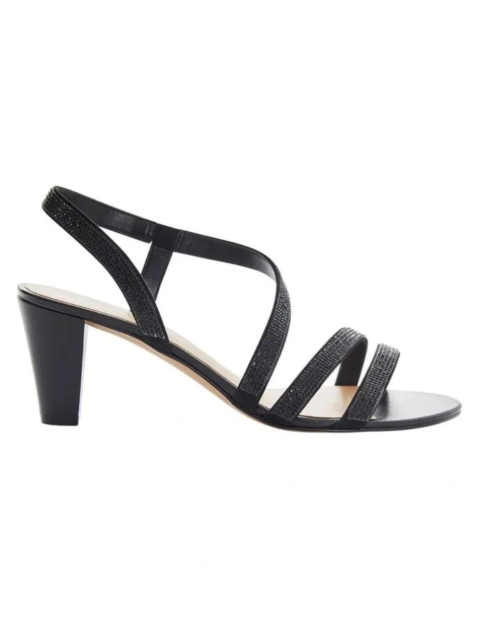 Easy Steps Akira Sandals in Black Diamante