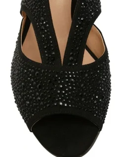 Easy Steps Angie Sandal Heel in Black Fabric