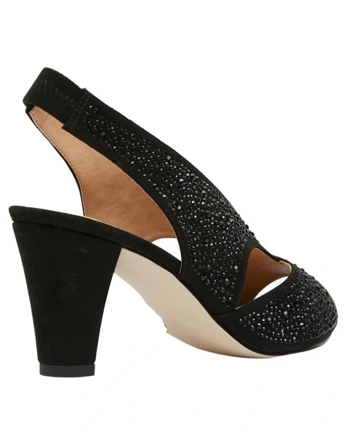 Easy Steps Angie Sandal Heel in Black Fabric