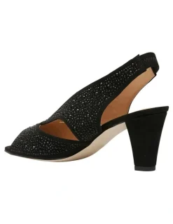 Easy Steps Angie Sandal Heel in Black Fabric