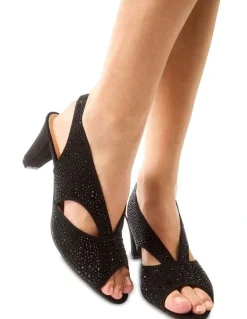 Easy Steps Angie Sandal Heel in Black Fabric