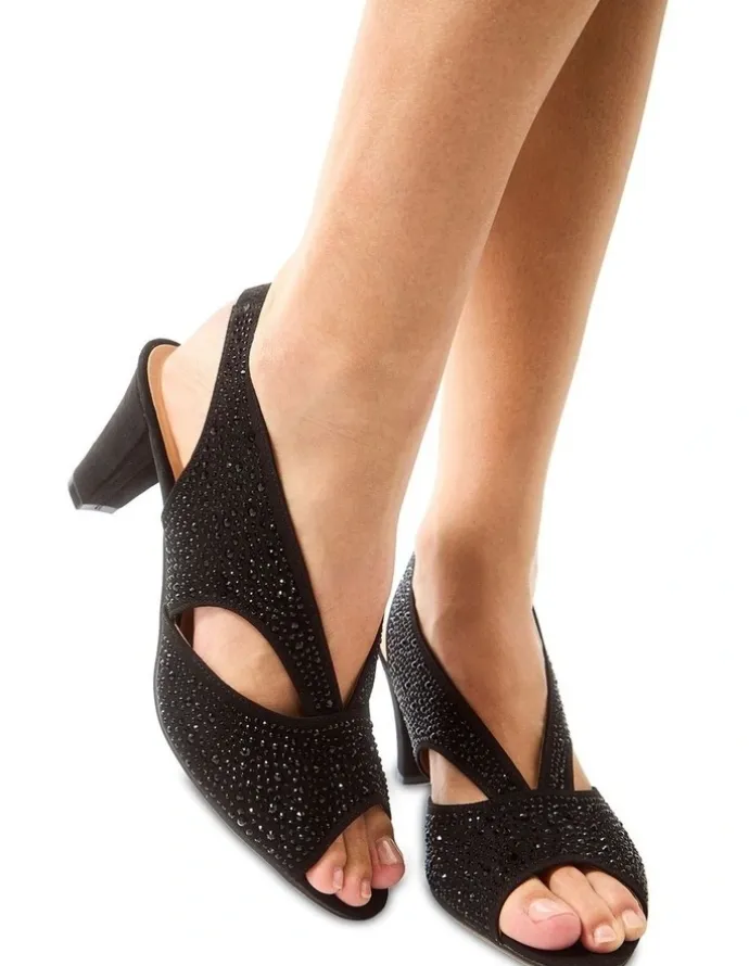 Easy Steps Angie Sandal Heel in Black Fabric