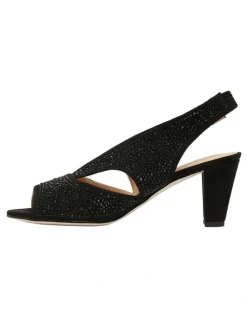 Easy Steps Angie Sandal Heel in Black Fabric