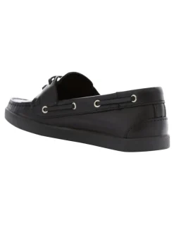Easy Steps Campus Loafers in Black Leather