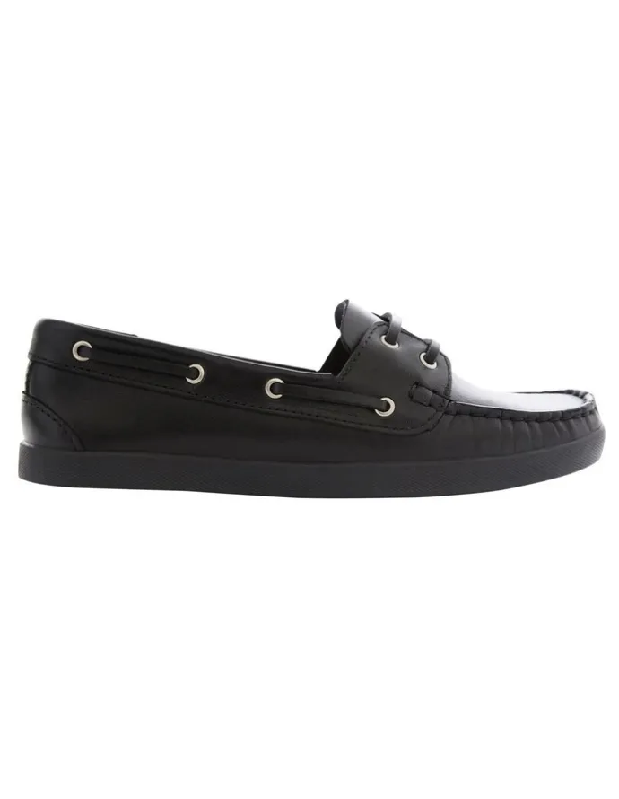 Easy Steps Campus Loafers in Black Leather
