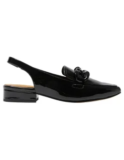 Easy Steps Domino Flat Shoes in Black Crinkle Patent Leather