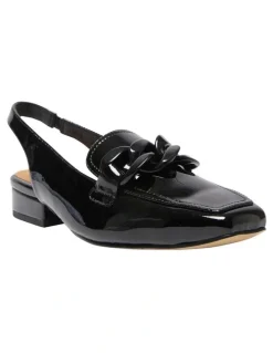 Easy Steps Domino Flat Shoes in Black Crinkle Patent Leather