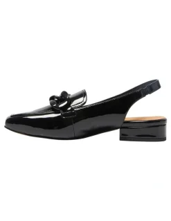 Easy Steps Domino Flat Shoes in Black Crinkle Patent Leather