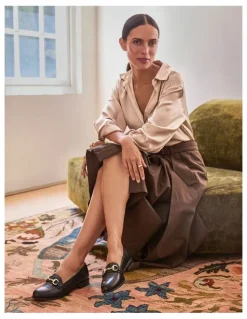 Easy Steps Gala Flat Shoes in Black Glove