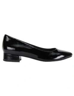 Easy Steps Janine Black Crinkle Patent Heeled Shoes