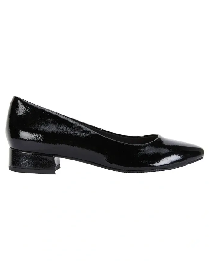 Easy Steps Janine Black Crinkle Patent Heeled Shoes