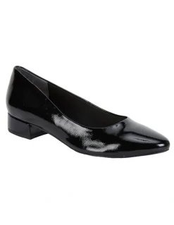 Easy Steps Janine Black Crinkle Patent Heeled Shoes